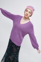 Sveter dámsky z melanžovej pleteniny fialová farba fialová RW22.SWD082