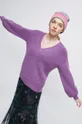 fioletowy Sweter damski z melanżowej dzianiny kolor fioletowy