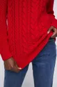 Sweter damski z fakturą kolor czerwony Damski