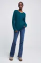 Sweter damski z fakturą kolor zielony turkusowy