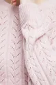 Sweter z domieszką wełny damski gładki różowy