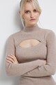 Sweter damski gładki beżowy beżowy RW22.SWD411