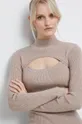 beżowy Sweter damski gładki beżowy