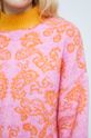 Sweter z domieszką wełny damski wzorzysty kolor multicolor Damski