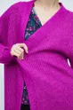 Kardigan z domieszką wełny damski kolor fioletowy Damski