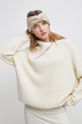 piaskowy Sweter damski z fakturą kolor beżowy Damski
