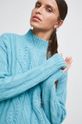 jasny turkusowy Sweter damski z fakturą kolor turkusowy