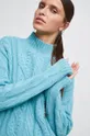 turkusowy Sweter damski z fakturą kolor turkusowy