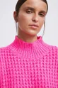 różowy Sweter z domieszką wełny damski kolor różowy
