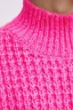 Sweter z domieszką wełny damski kolor różowy Damski