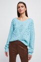 Sweter z domieszką wełny damski kolor turkusowy RW22.SWD909 turkusowy RW22