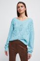 Sweter z domieszką wełny damski kolor turkusowy jasny turkusowy