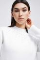 kremowy Sweter damski z ozdobną aplikacją kolor beżowy