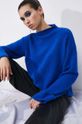 Sweter z domieszką wełny damski kolor niebieski niebieski
