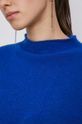 Sweter z domieszką wełny damski kolor niebieski