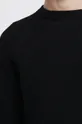 Bavlnený sveter pánsky z melanžovej pleteniny čierna farba Pánsky