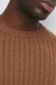 Bavlnený sveter pánsky s textúrou hnedá farba