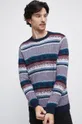 bordowy Sweter bawełniany męski wzorzysty kolor bordowy Męski