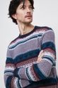 kasztanowy Sweter bawełniany męski wzorzysty kolor bordowy