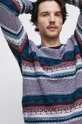 Sweter bawełniany męski wzorzysty kolor bordowy Męski