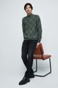 Sweter męski z półgolfem kolor zielony jasny oliwkowy