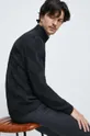 Sweter męski z półgolfem kolor czarny 80 % Bawełna, 20 % Poliester