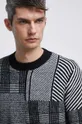 czarny Sweter męski wzorzysty kolor czarny