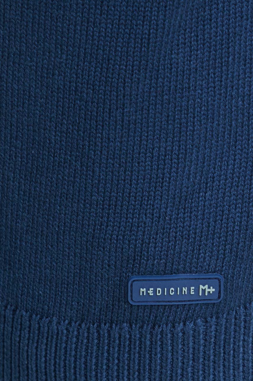 Sweter bawełniany męski z fakturą kolor zielony Męski