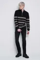 Sweter bawełniany męski wzorzysty kolor czarny czarny