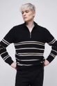 czarny Sweter bawełniany męski wzorzysty kolor czarny