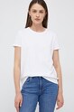 T-shirt bawełniany damski gładki z domieszką elastanu biały biały RW22.TSD021