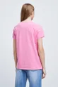 T-shirt bawełniany damski gładki z domieszką elastanu różowy 96 % Bawełna, 4 % Elastan
