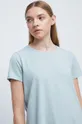 turkusowy T-shirt bawełniany damski gładki z domieszką elastanu turkusowy