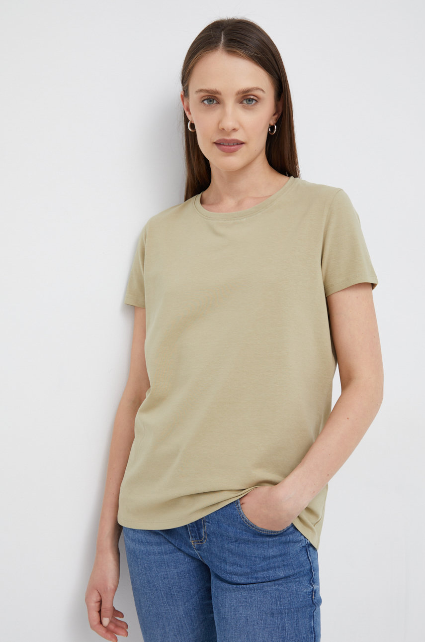 jasny oliwkowy T-shirt damski gładki zielony