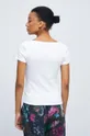 T-shirt bawełniany damski prążkowany z domieszką elastanu biały 96 % Bawełna, 4 % Elastan
