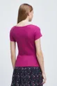 T-shirt bawełniany damski prążkowany z domieszką elastanu różowy 96 % Bawełna, 4 % Elastan