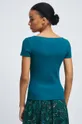 T-shirt bawełniany damski prążkowany z domieszką elastanu zielony 96 % Bawełna, 4 % Elastan