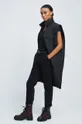 T-shirt bawełniany damski prążkowany z domieszką elastanu czarny czarny