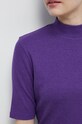 T-shirt damski prążkowany fioletowy RW22.TSD050 fioletowy