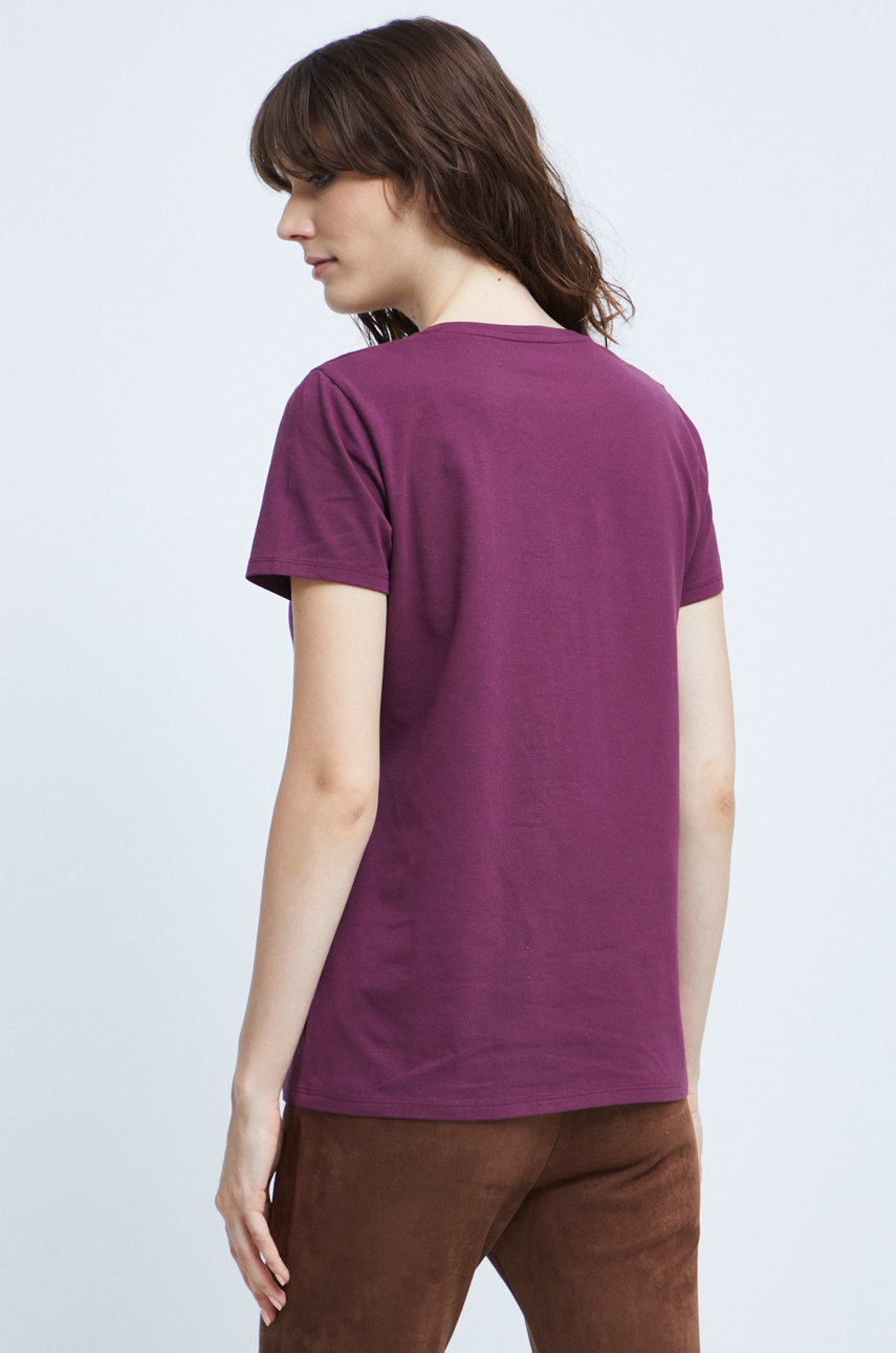 T-shirt damski gładki fioletowy 96 % Bawełna, 4 % Elastan