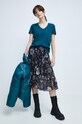 T-shirt bawełniany damski gładki z domieszką elastanu zielony RW22.TSD060 turkusowy RW22
