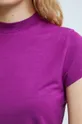 T-shirt damski gładki kolor fioletowy Damski