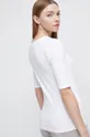 T-shirt damski prążkowany biały 48 % Bawełna, 48 % Wiskoza, 4 % Elastan
