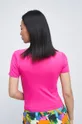 T-shirt damski z marszczeniem różowy 95 % Wiskoza, 5 % Elastan