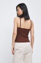 Odzież Top bawełniany damski gładki z domieszką elastanu brązowy RW22.TSD214 brązowy