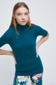Sweter damski z krótkim rękawem zielony Damski