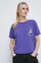 fialová Bavlnené tričko s potlačou