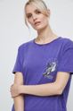T-shirt bawełniany z nadrukiem fioletowy Damski
