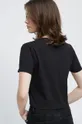 T-shirt bawełniany damski z ozdobnym haftem z domieszką elastanu czarny 96 % Bawełna, 4 % Elastan