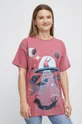 różowy T-shirt bawełniany damski z kolekcji Psoty różowy